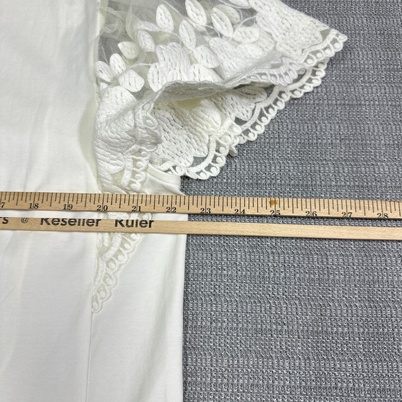 Davi & Dani Shirt Womens‎ 2XL Ivory Tulle Puff Sleeve Embroidered Fairy Feminine - Picture 7 of 9